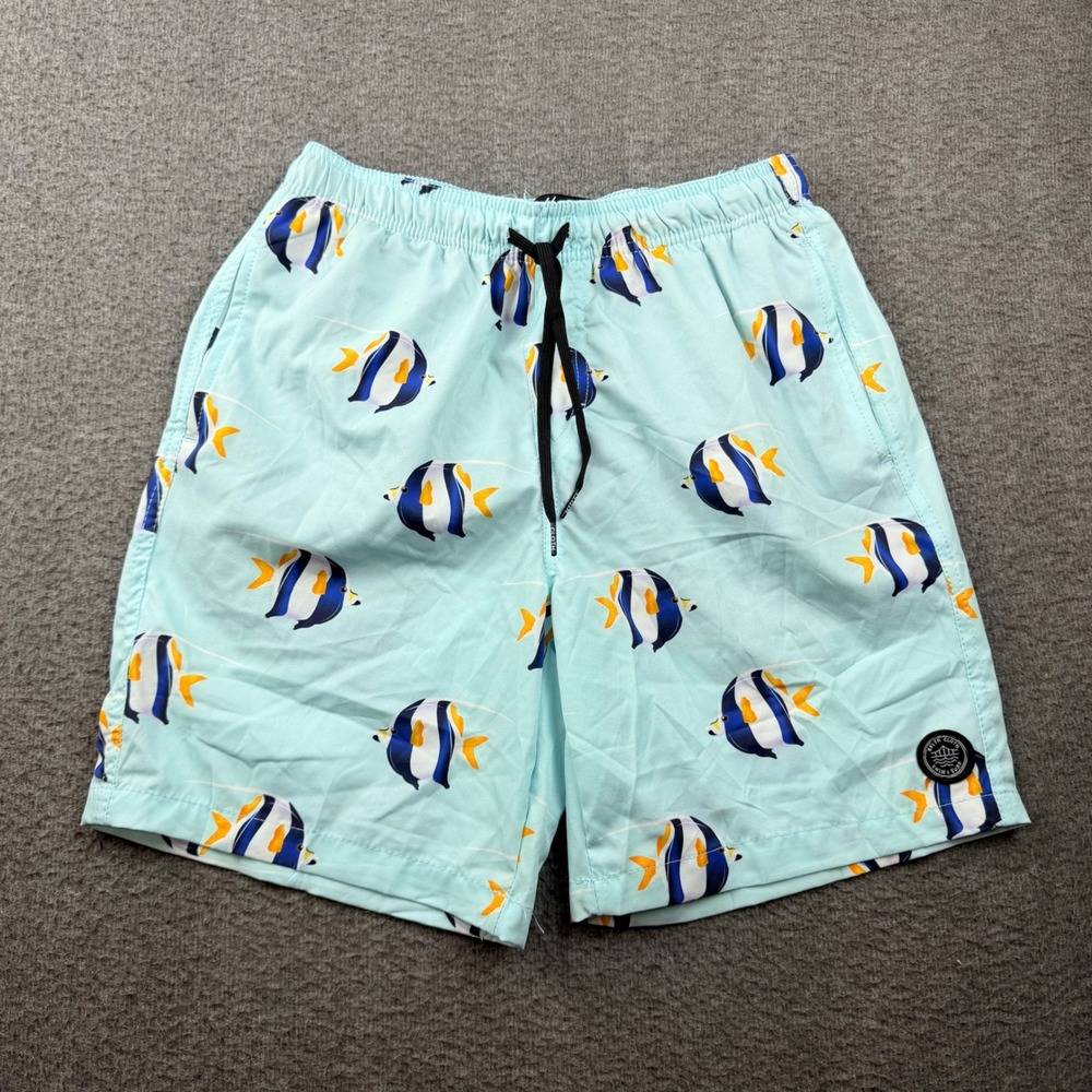 Brooklyn‎ Cloth Kent Ave Volley Swim Trunks Mens Small Light Blue Tropical Fish